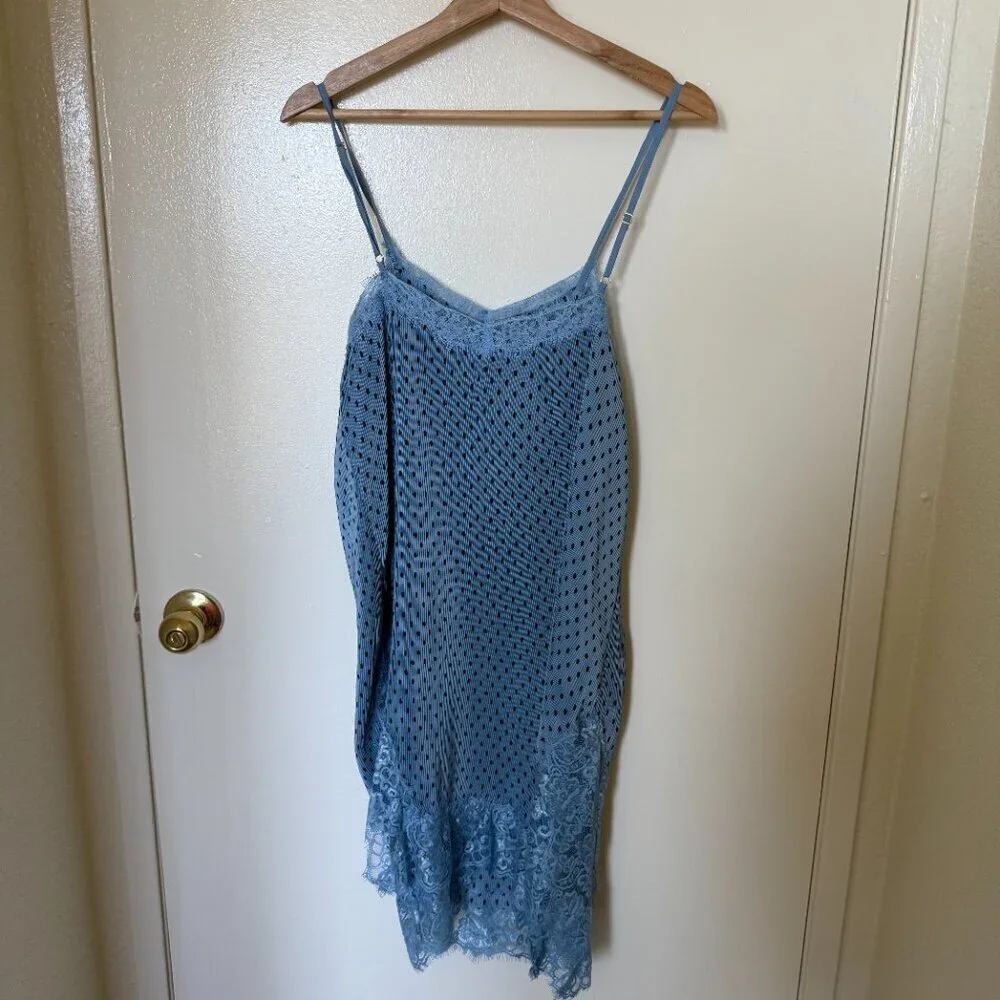 Free People Margot Blue Polka Dot Slip Lace Midi Dress US 0​​​​